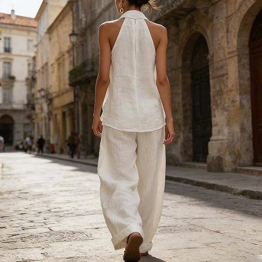 Ainhoa | Completo di due pezzi con texture di lino