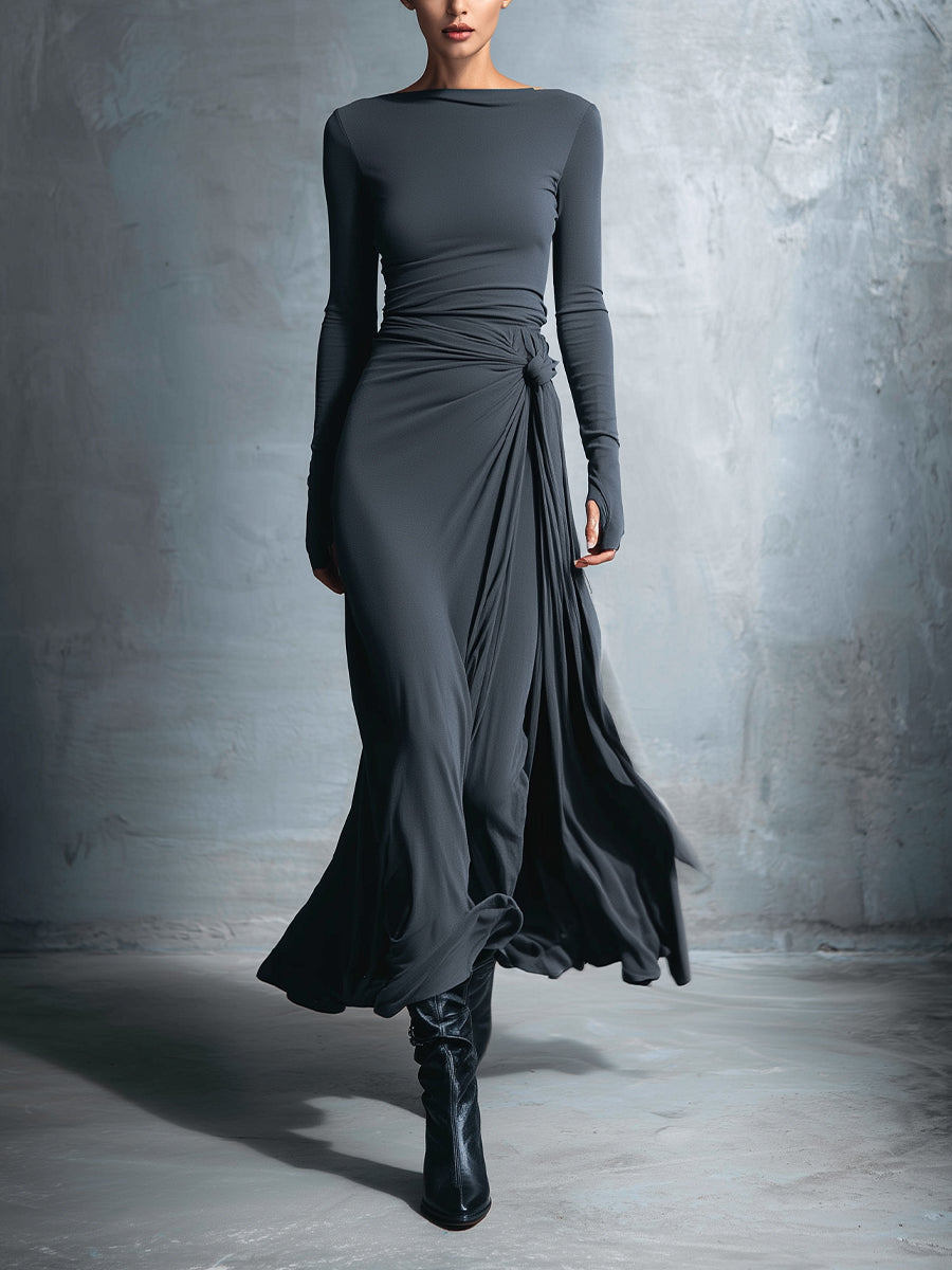 Alba - Vestido de primavera, largo con lazo lateral