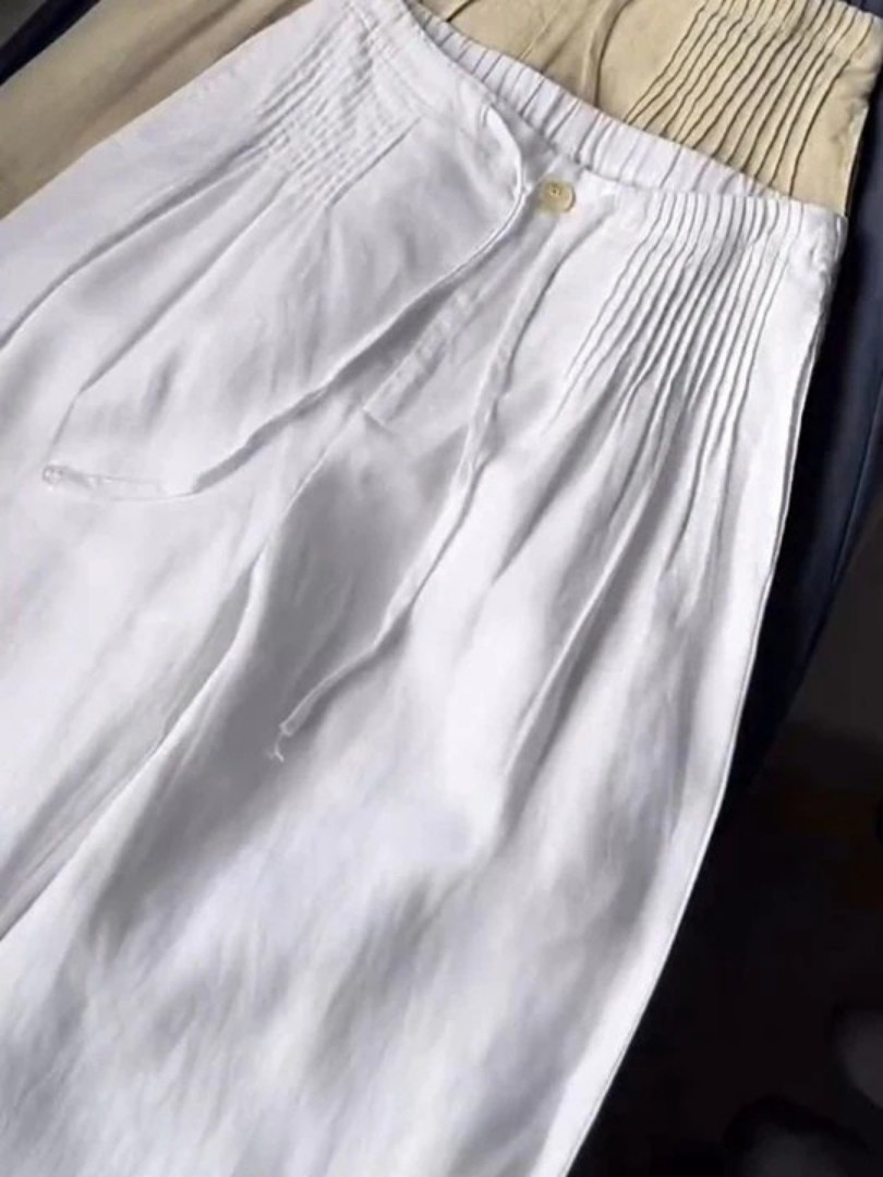 Camille | Pantaloni larghi in misto cotone e lino