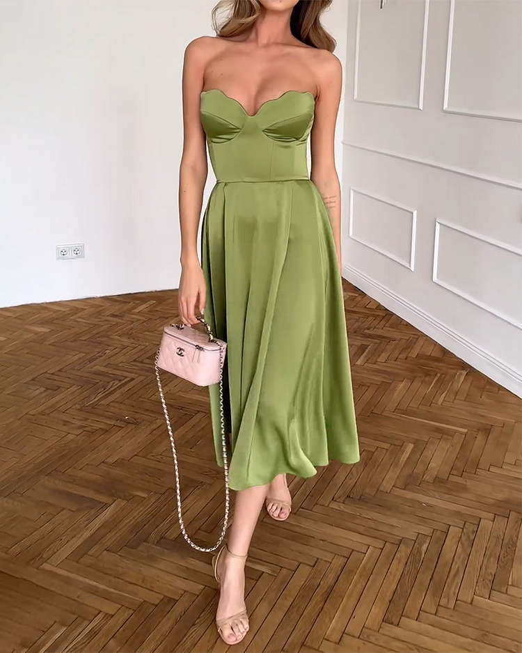 Liora™ | Abito Midi Elegante Senza Spalline