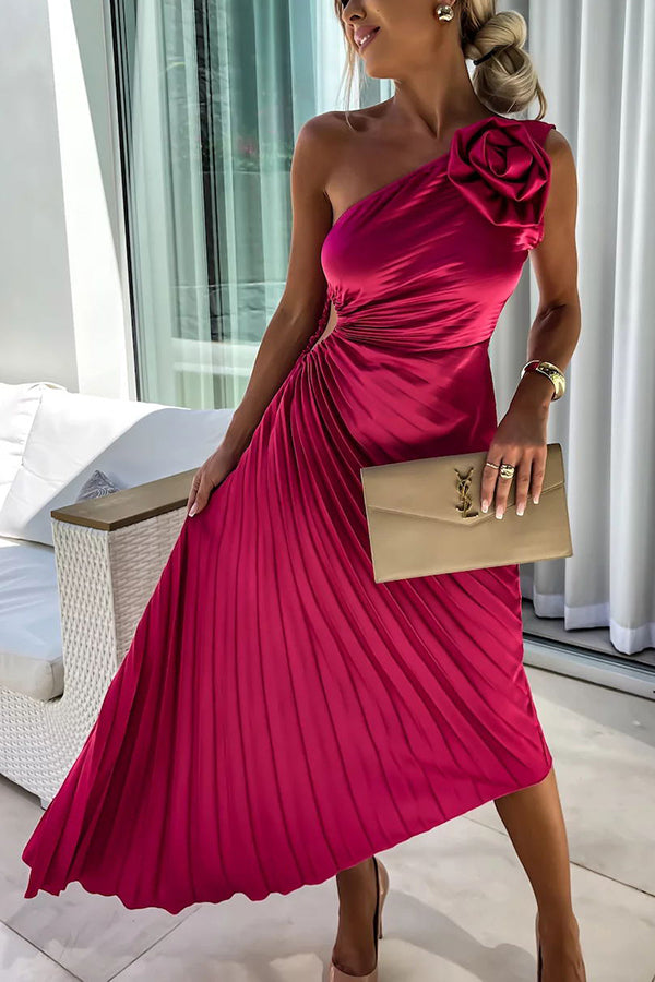Eya™ | Elegante Abito Maxi Floreale a Spalla Unica