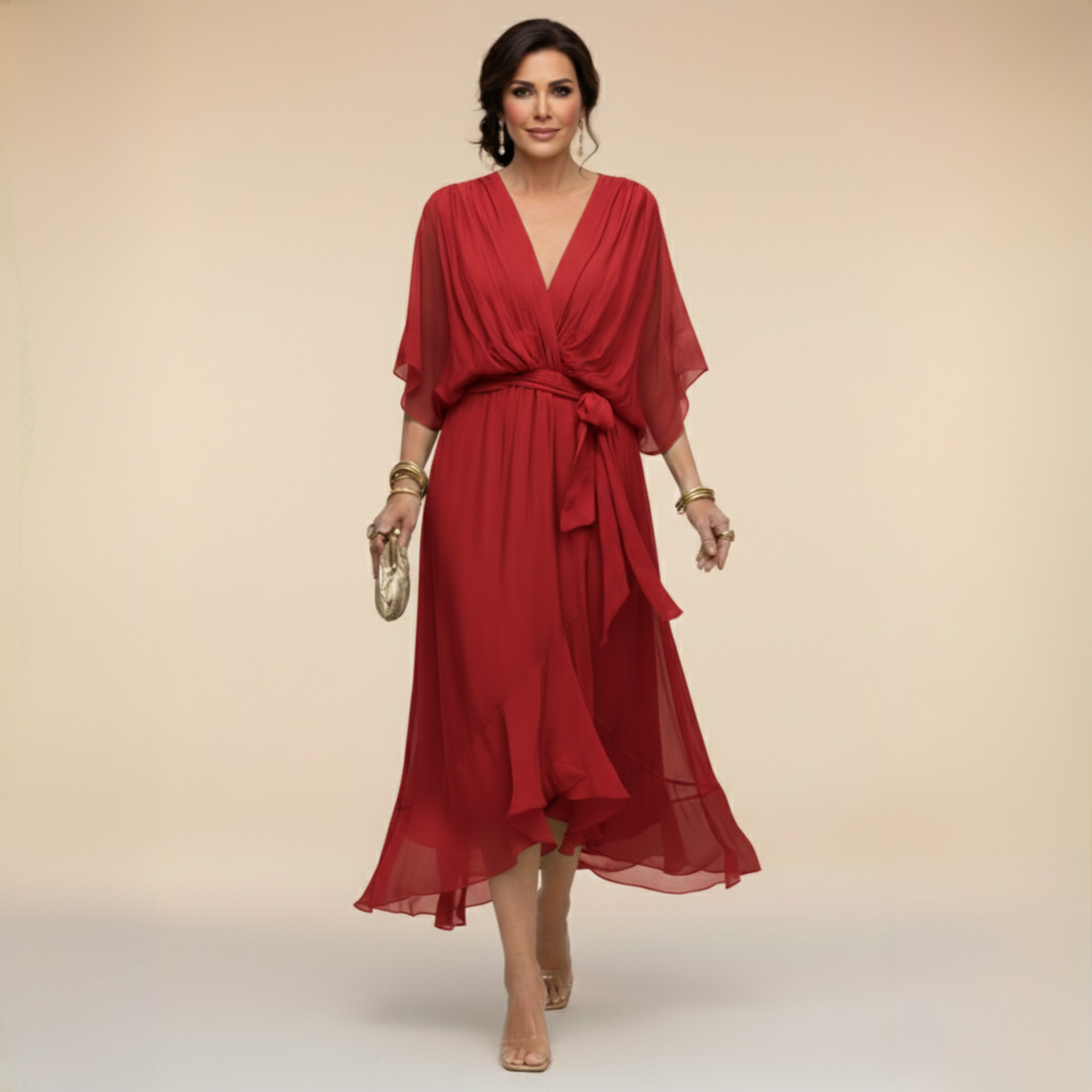 Alessia | Vestido de gasa con escote en V