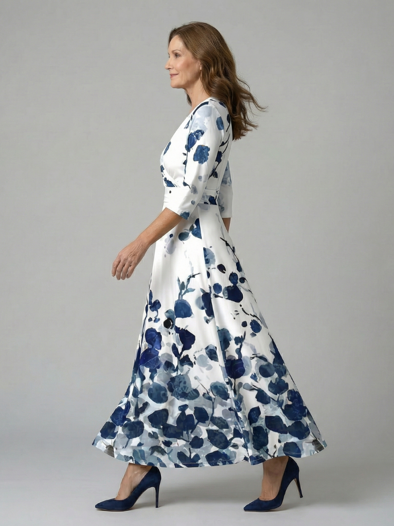 Celine | Abito midi con colletto avvolgente