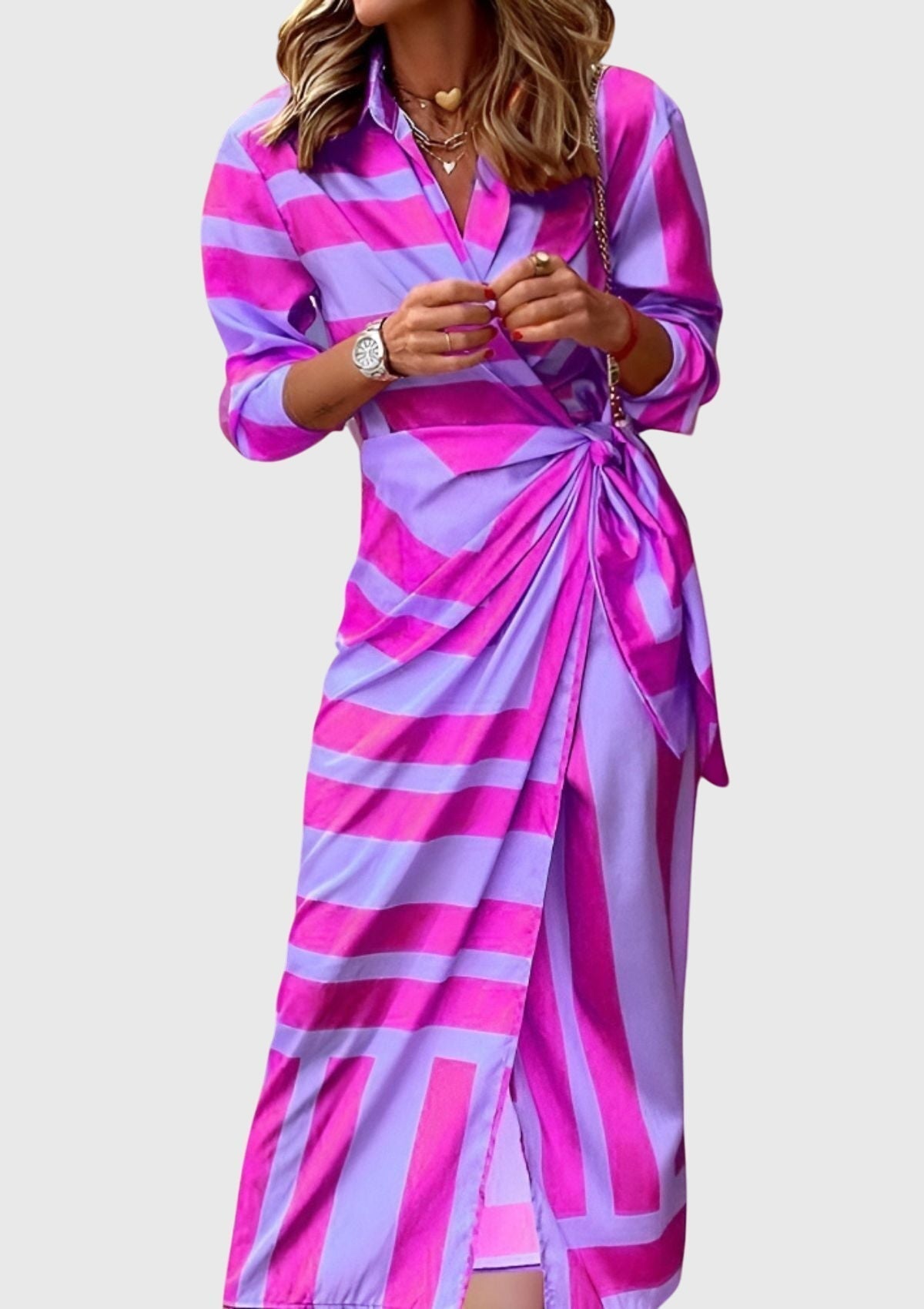 Everly | Vestido Elegante Cruzado con Estampado