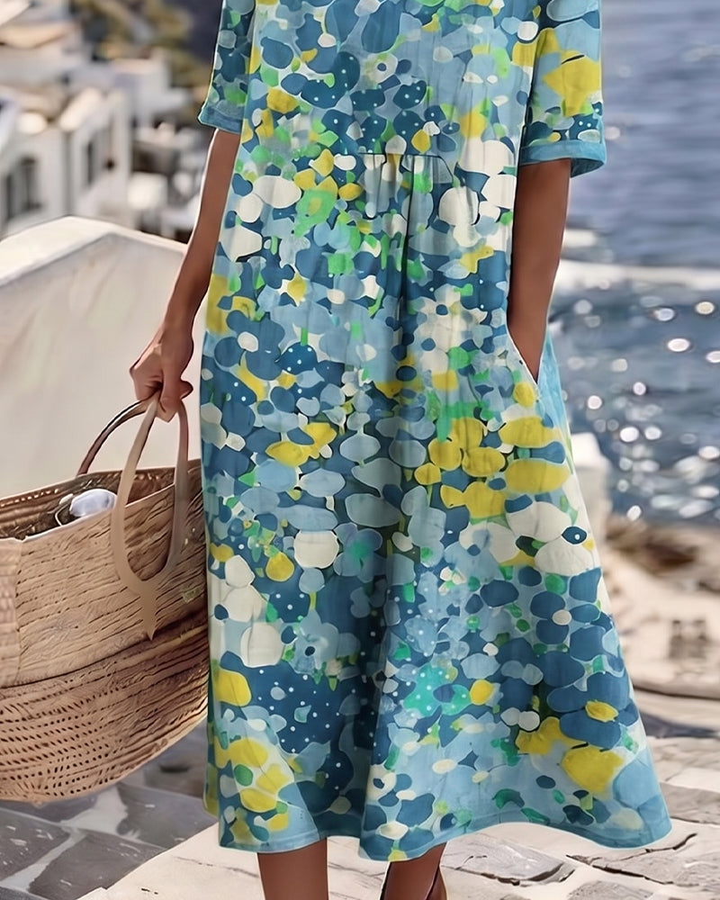 Elena | Abito midi floreale leggero e fluido