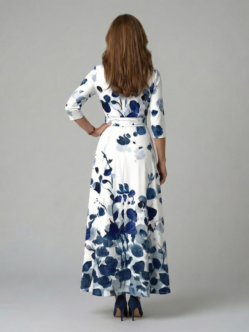 Celine | Abito midi con colletto avvolgente