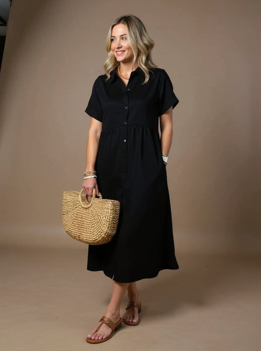 Orelia | Vestido Elegante de Rayas Claras