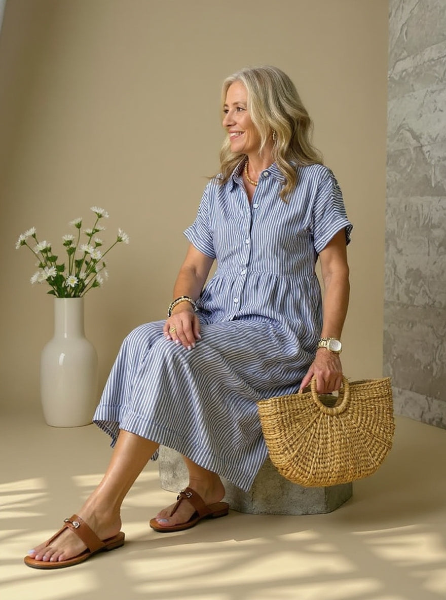 La Scintilla | Abito Elegante a Righe Chiare
