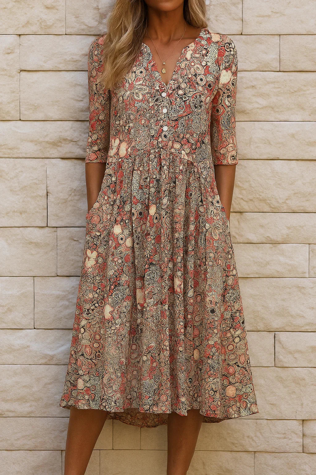 Harlow | Elegante Vestito Midi con Scollo a V
