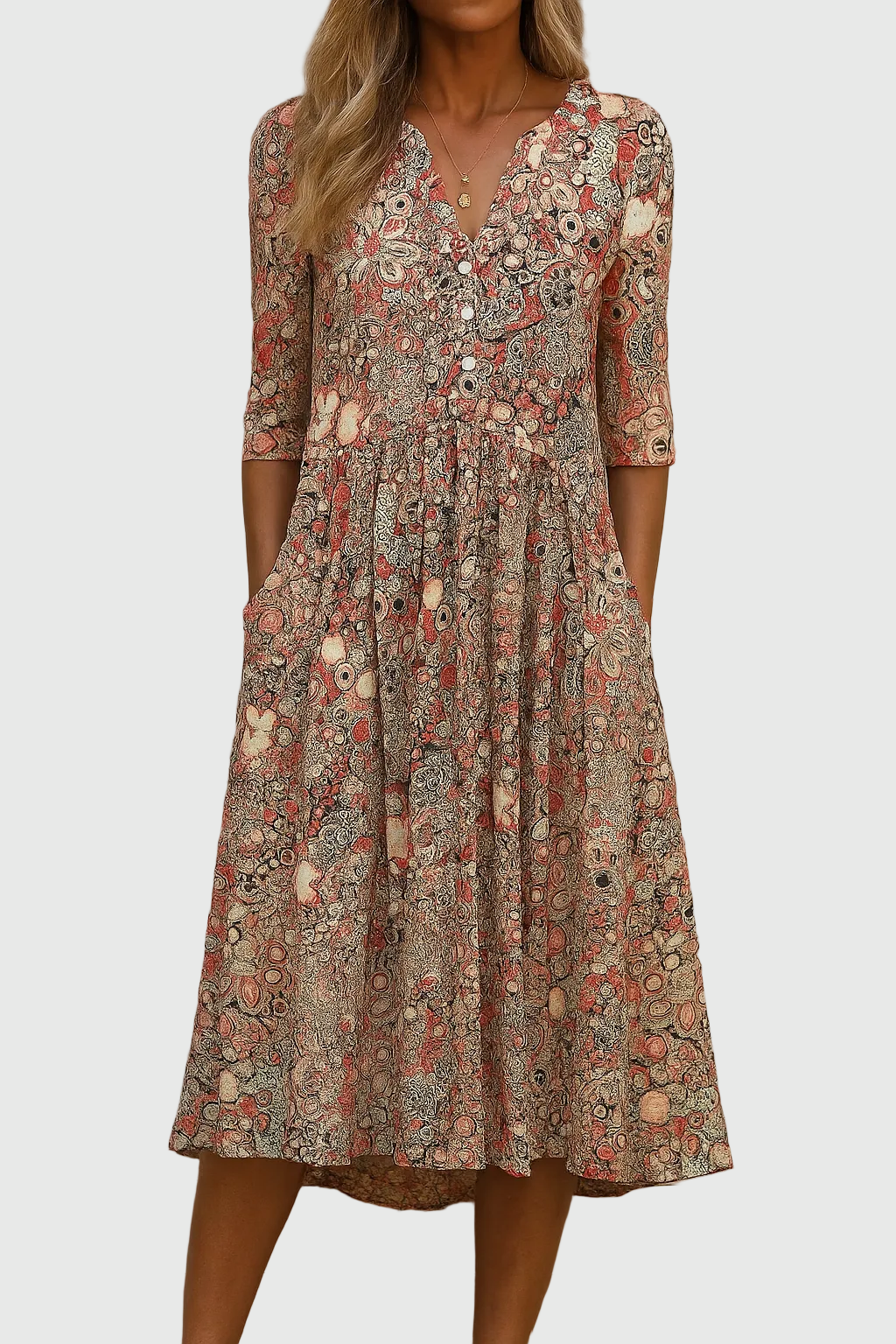 Harlow | Elegante Vestito Midi con Scollo a V