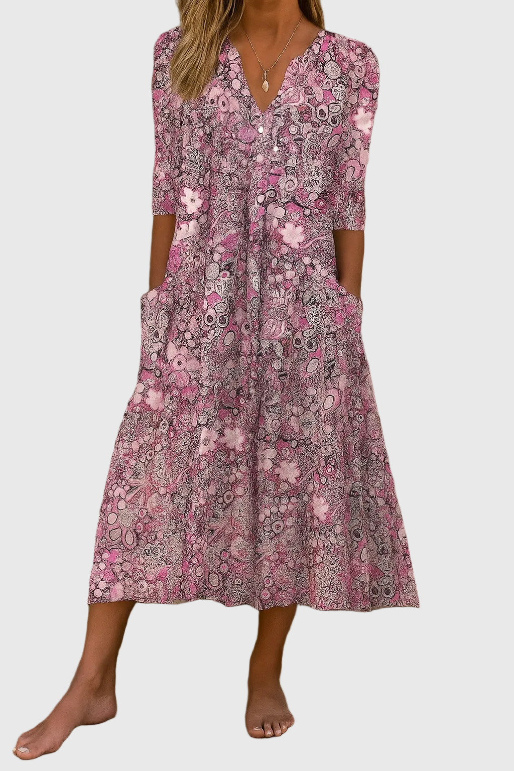 Harlow | Elegante Vestito Midi con Scollo a V