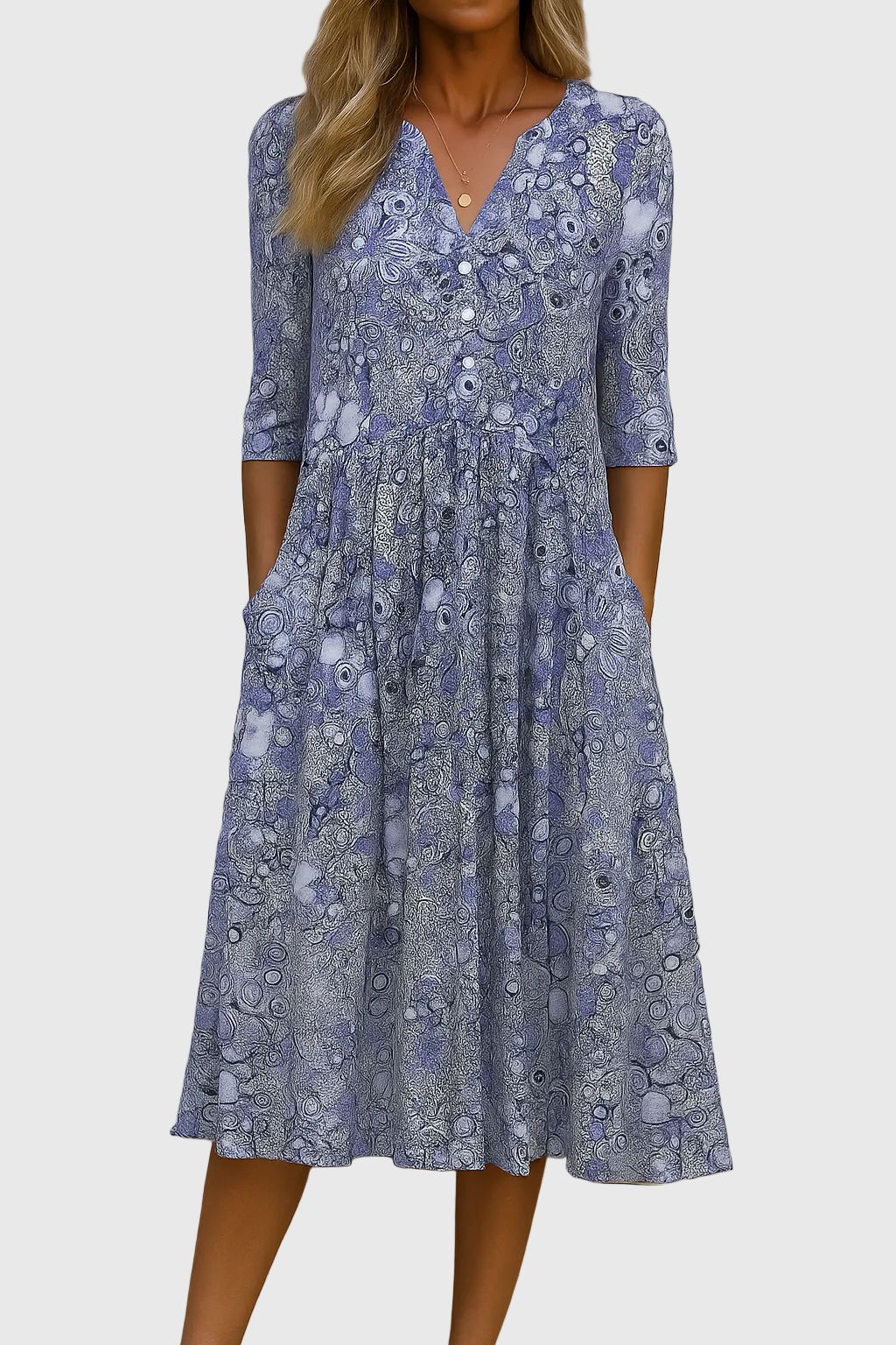 Harlow | Elegante Vestito Midi con Scollo a V