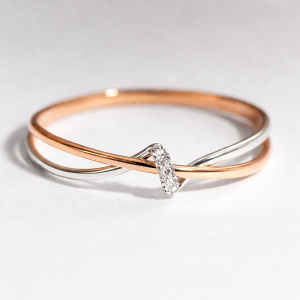 Anillo Vintage Trenzado de Oro y Plata