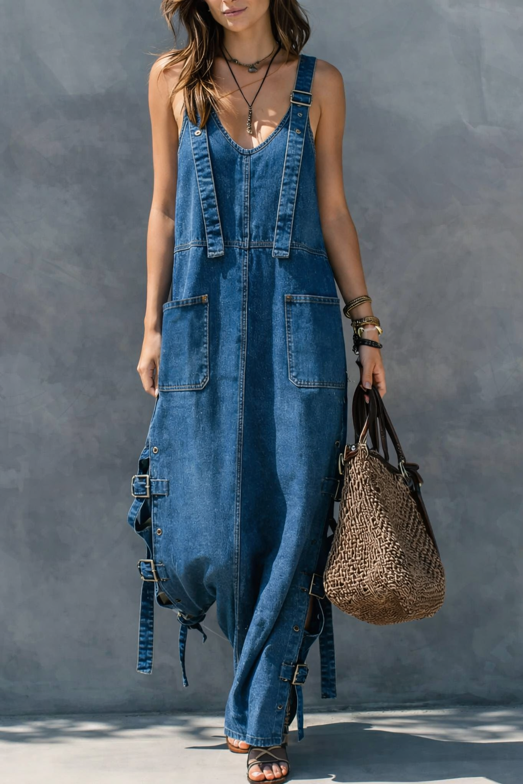 Heather | Tuta in Denim con Vita Elastico