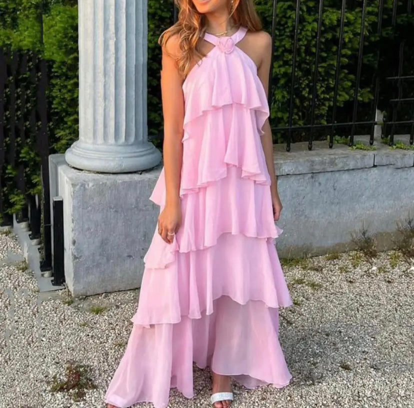 Ayelet™ | Abito Maxi con Scollo a V e Rouches