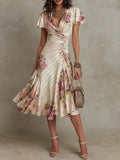Alba - Abito midi in satin floreale elegante retrò