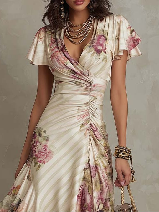 Camile | Vestido Elegante Floral Draped Camille