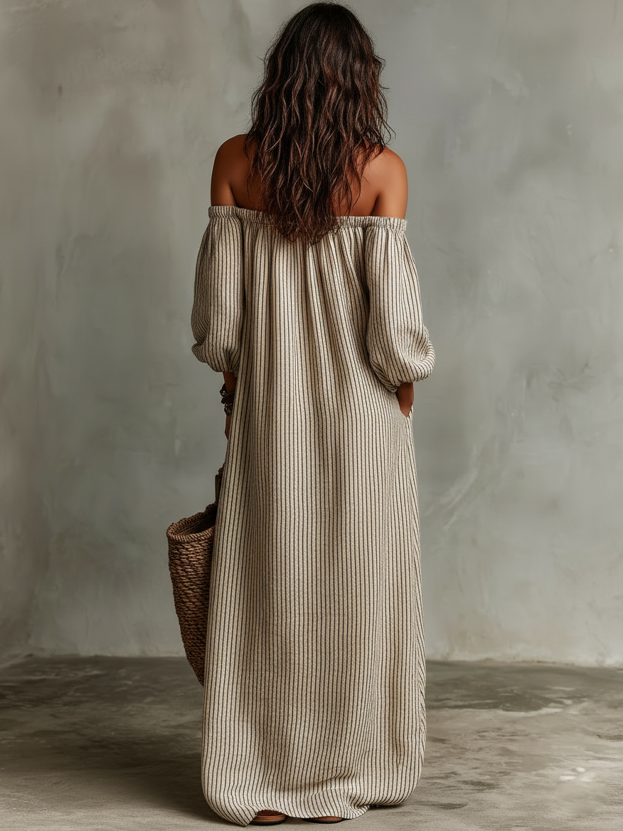 Elena | Abito lungo fluente con design off-the-shoulder