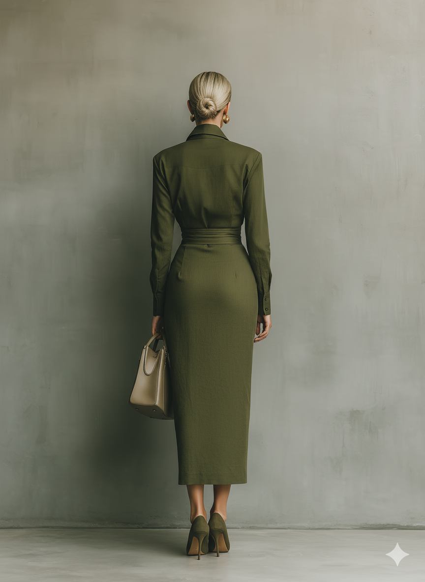 Giuliana | VESTIDO SATINADO ENVOLVENTE CON CINTURA