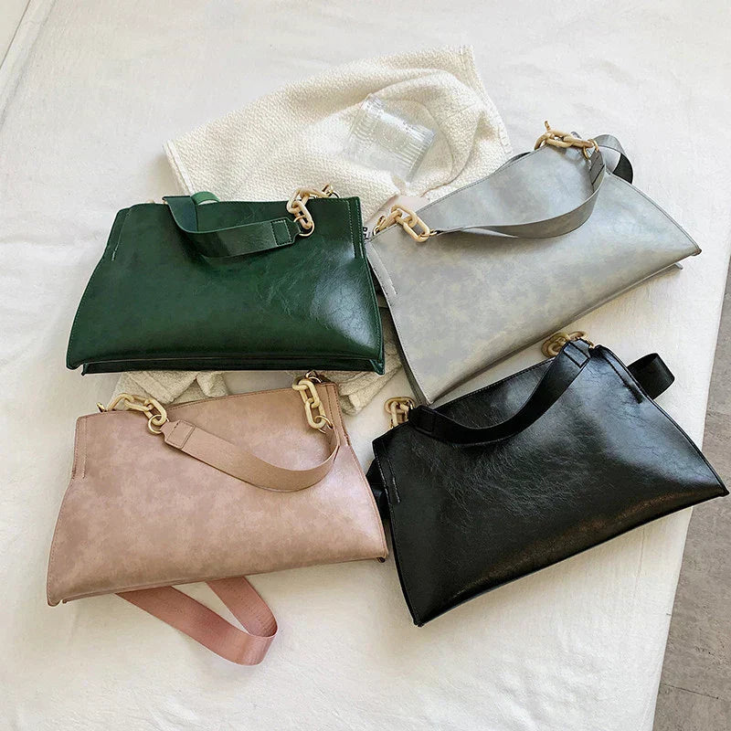 Elegante Borsa a Spalla in Pelle Morbida - Grande Capacità Borsa alla Moda