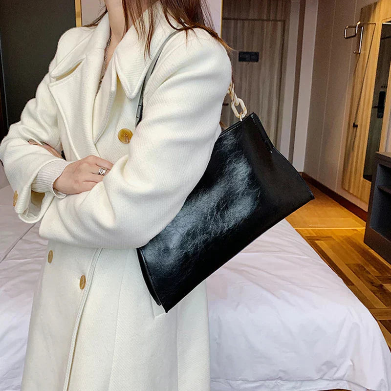 Elegante Borsa a Spalla in Pelle Morbida - Grande Capacità Borsa alla Moda