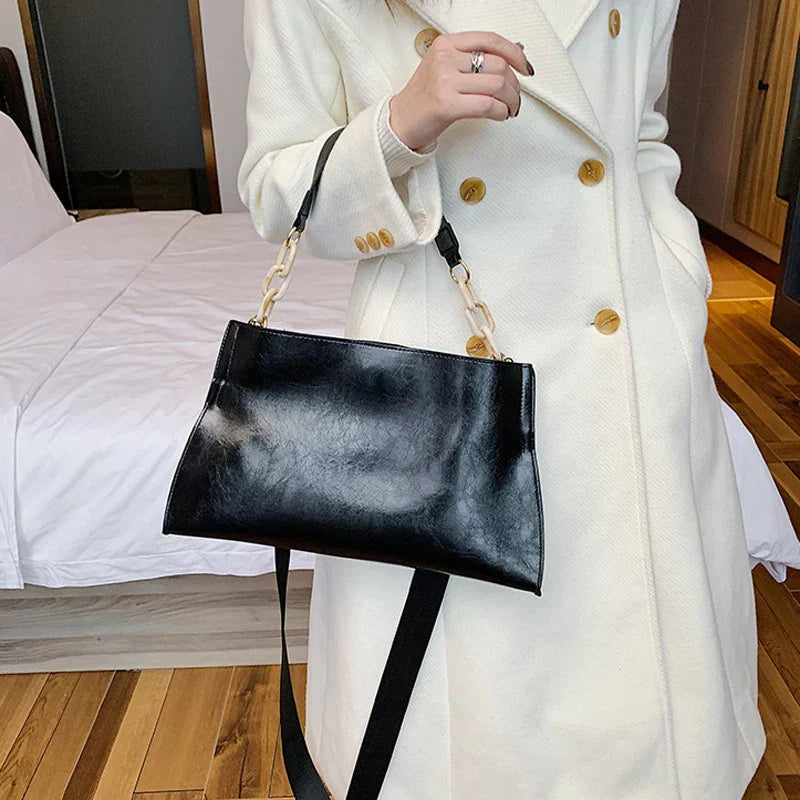 Elegante Borsa a Spalla in Pelle Morbida - Grande Capacità Borsa alla Moda