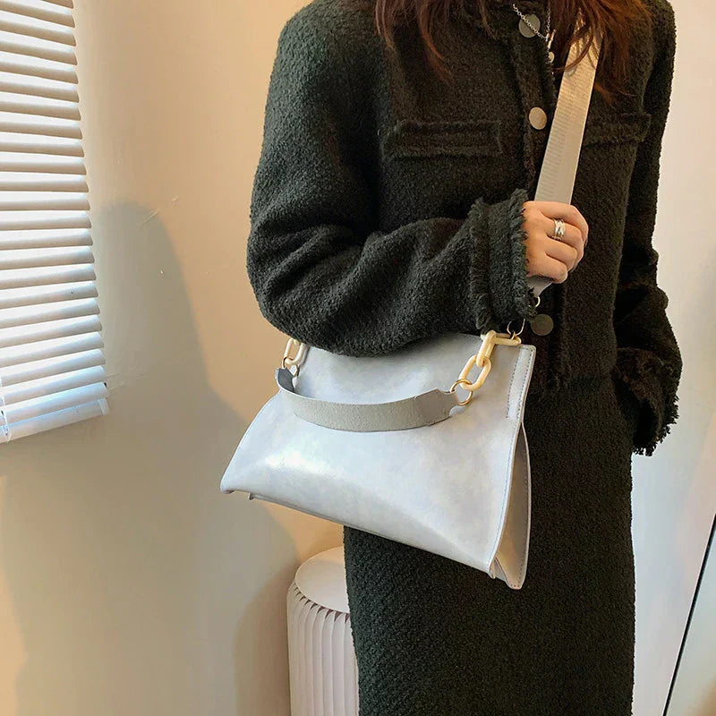 Elegante Borsa a Spalla in Pelle Morbida - Grande Capacità Borsa alla Moda