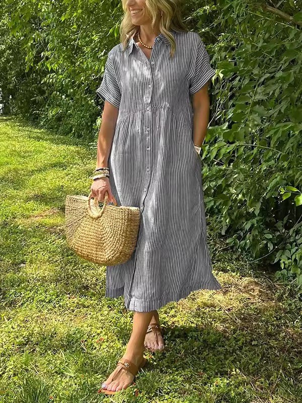 Ishka™ | Vestido de Camisa a Rayas