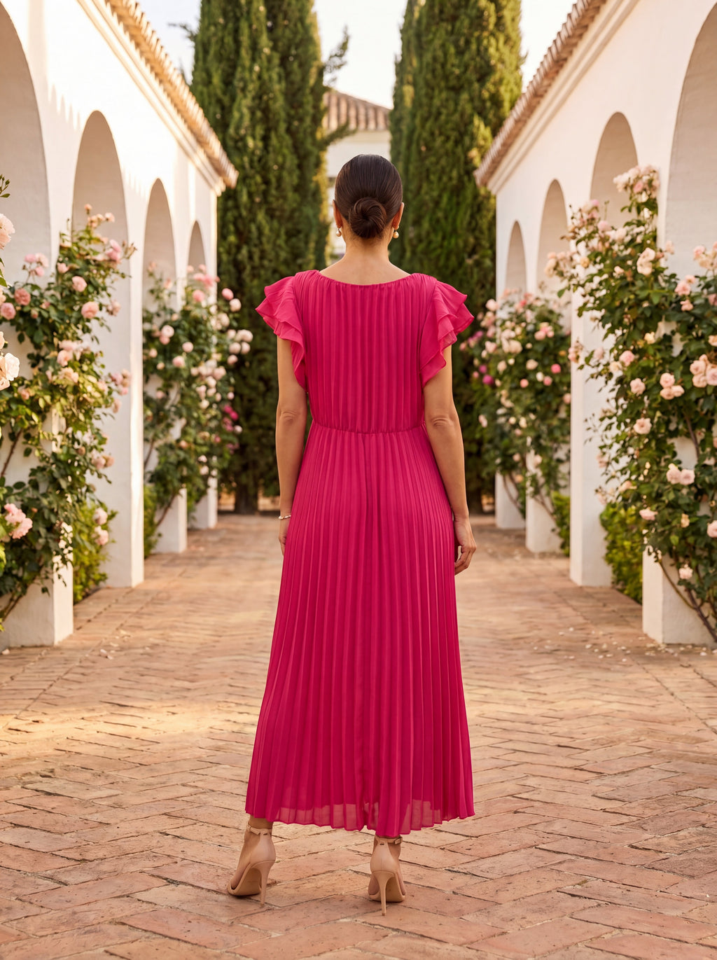 Seraphina | Elegant Maxi Pleated Dress with Tied Waist