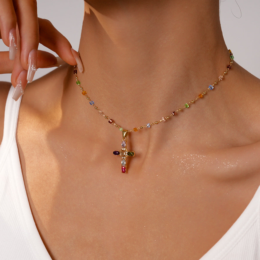 Collana a Croce con Gemma Radiante