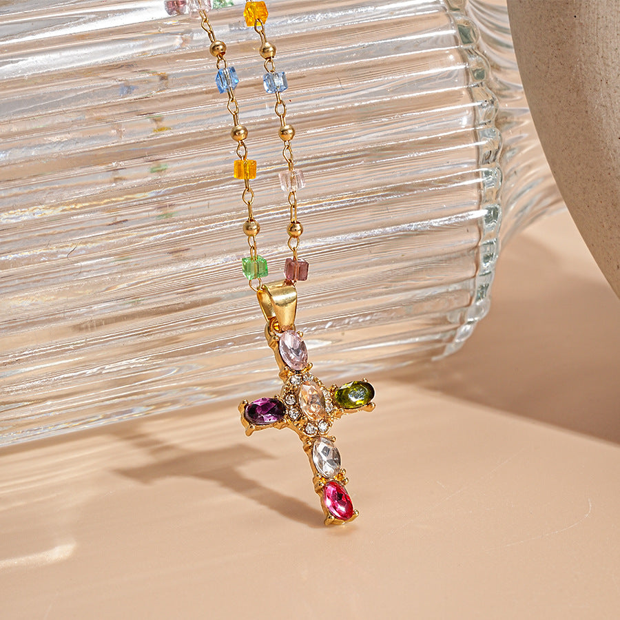 Collana a Croce con Gemma Radiante