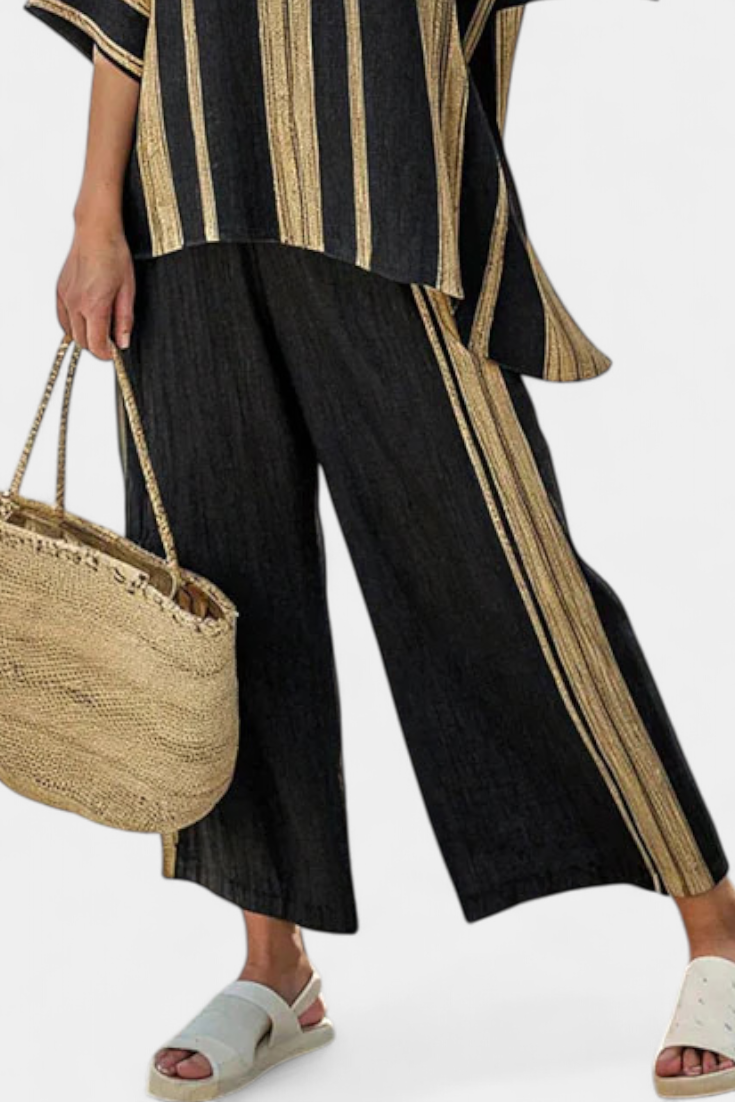 Calden | Top a righe oversize e pantaloni in lino rilassati