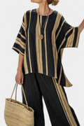 Calden | Top a righe oversize e pantaloni in lino rilassati