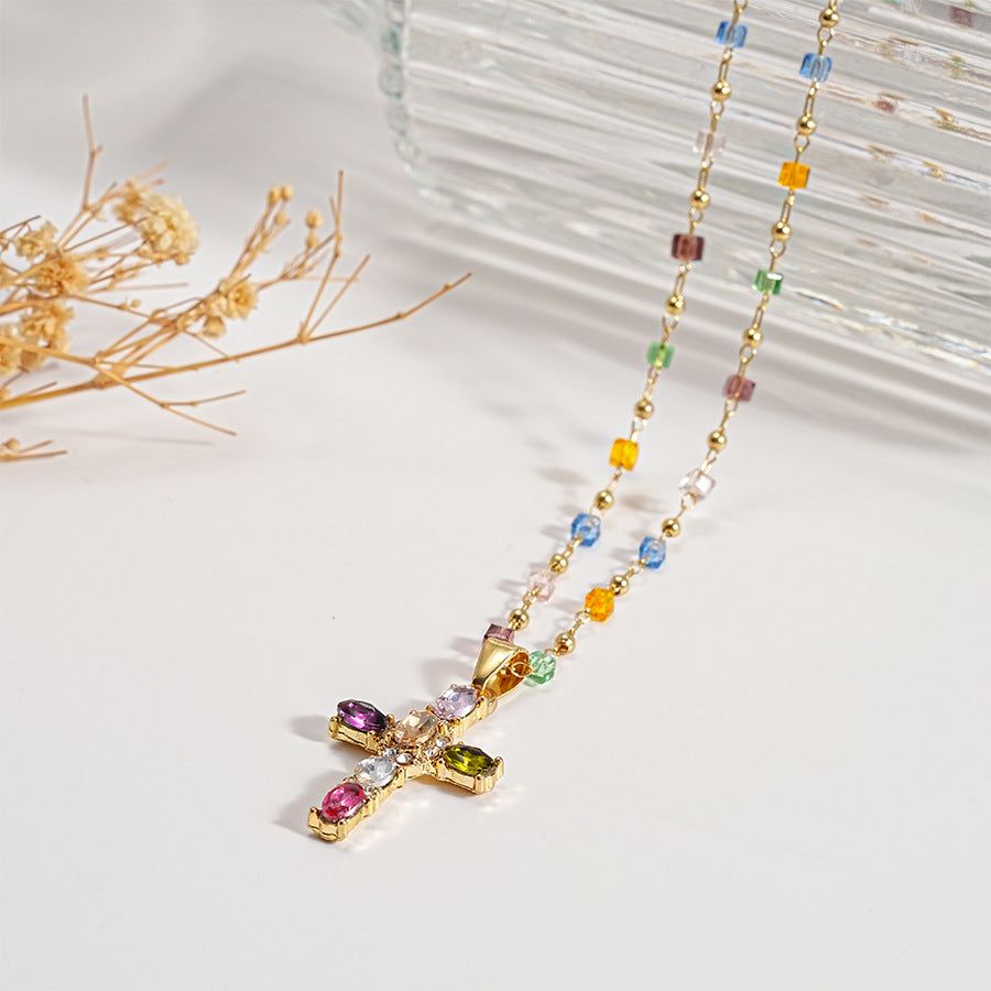 Collana a Croce con Gemma Radiante