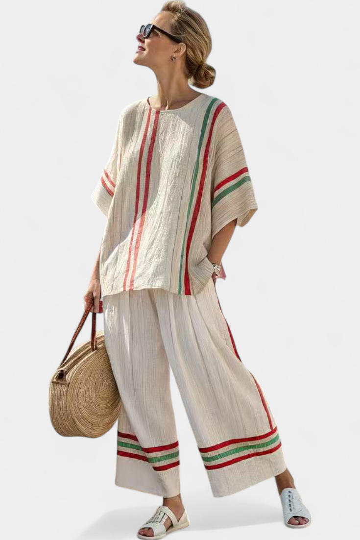 Truvane | Blusa Boho Con Stampa Confortevole & Pantaloni Loose-Fit