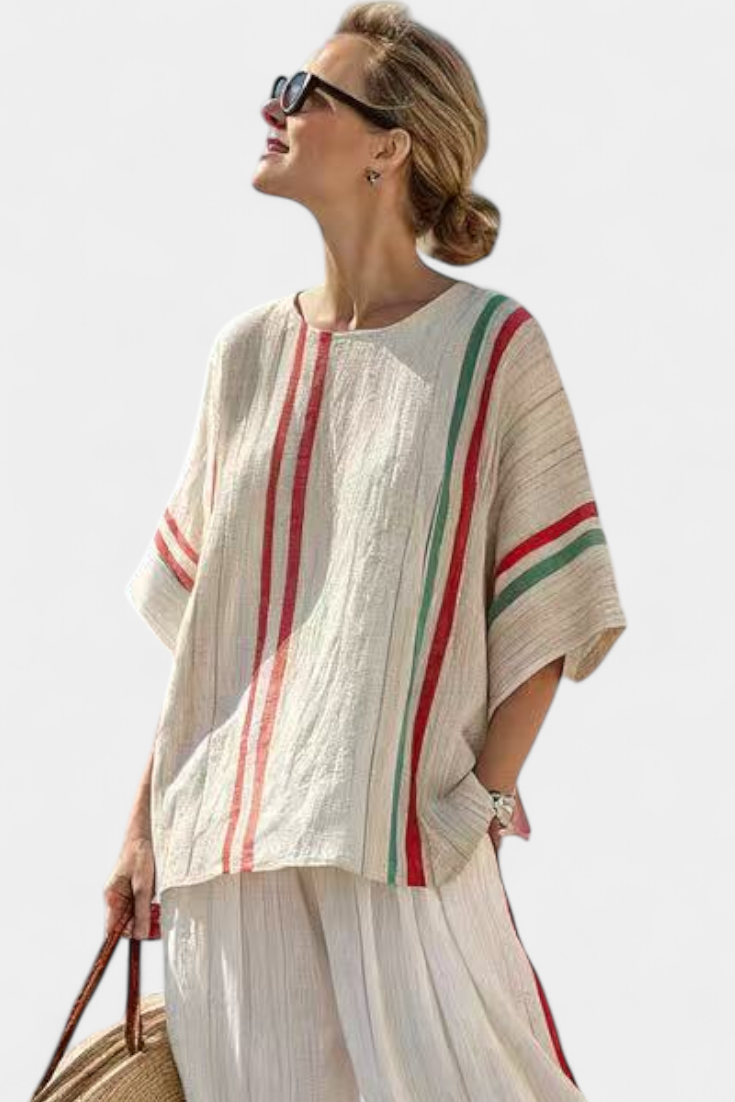 Truvane | Blusa Boho Con Stampa Confortevole & Pantaloni Loose-Fit