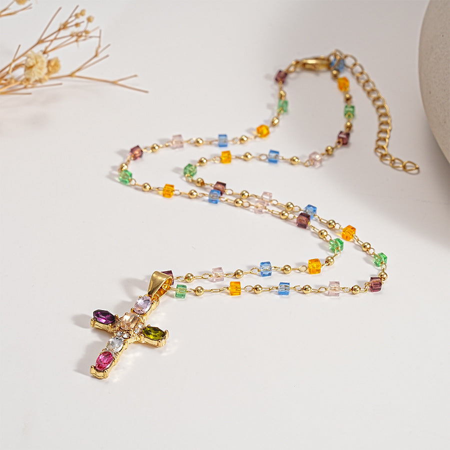 Collana a Croce con Gemma Radiante