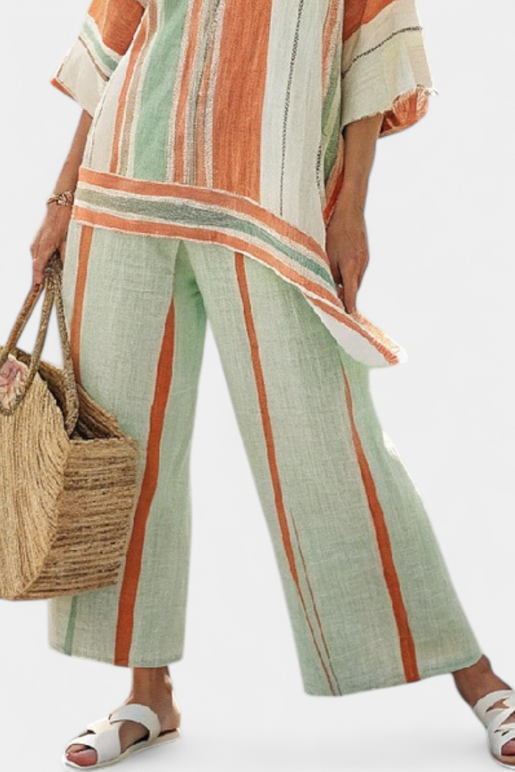 Bellmere | Elegante Top Asimmetrico & Pantaloni a Gamba Larga