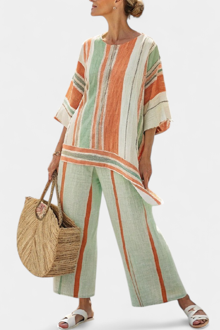 Bellmere | Elegante Top Asimmetrico & Pantaloni a Gamba Larga