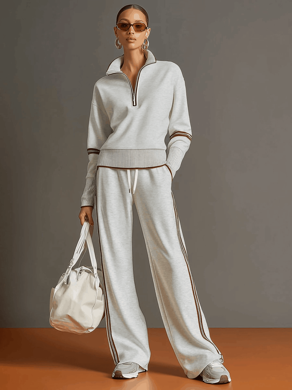 Priscilla - Completo Sportivo Elegante con Felpa Mezza Zip