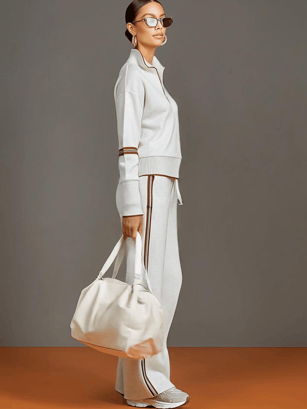 Priscilla - Completo Sportivo Elegante con Felpa Mezza Zip
