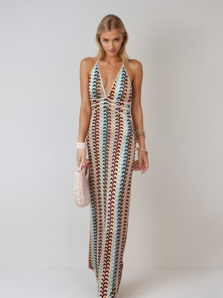Naama-Lee™ | Abito Maxi Senza Schiena con Scollatura a V