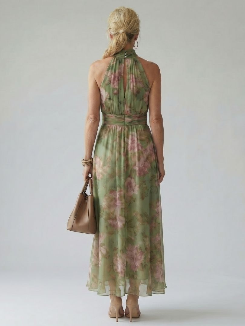 Mirelle | Abito Midi con Scollo a Halter Arricciato