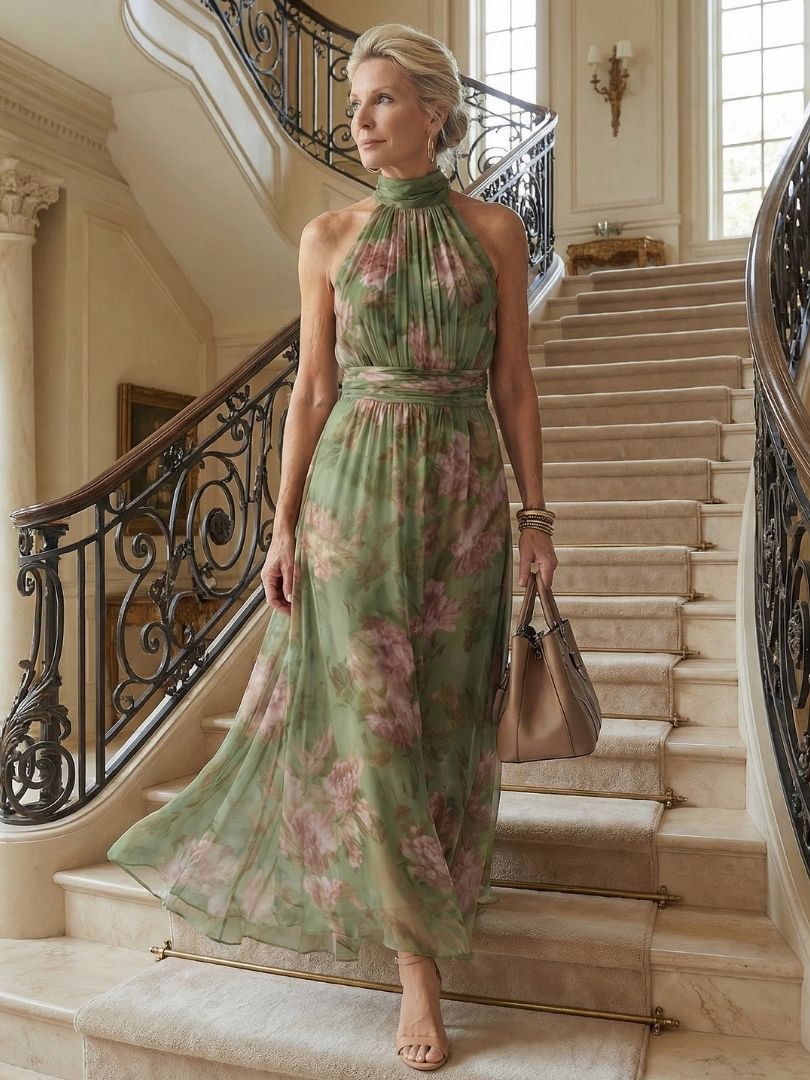 Mirelle | Abito Midi con Scollo a Halter Arricciato