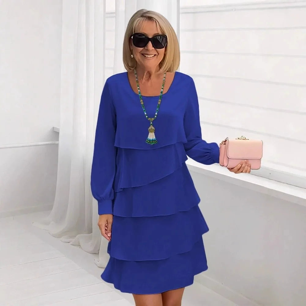 Margaret | Abito Elegante con Volant a Maniche Lunghe