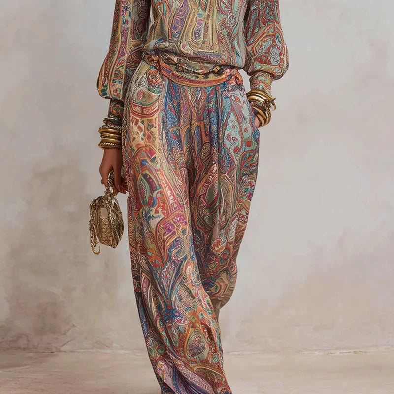 Paisley Print Boho Two-Piece Set