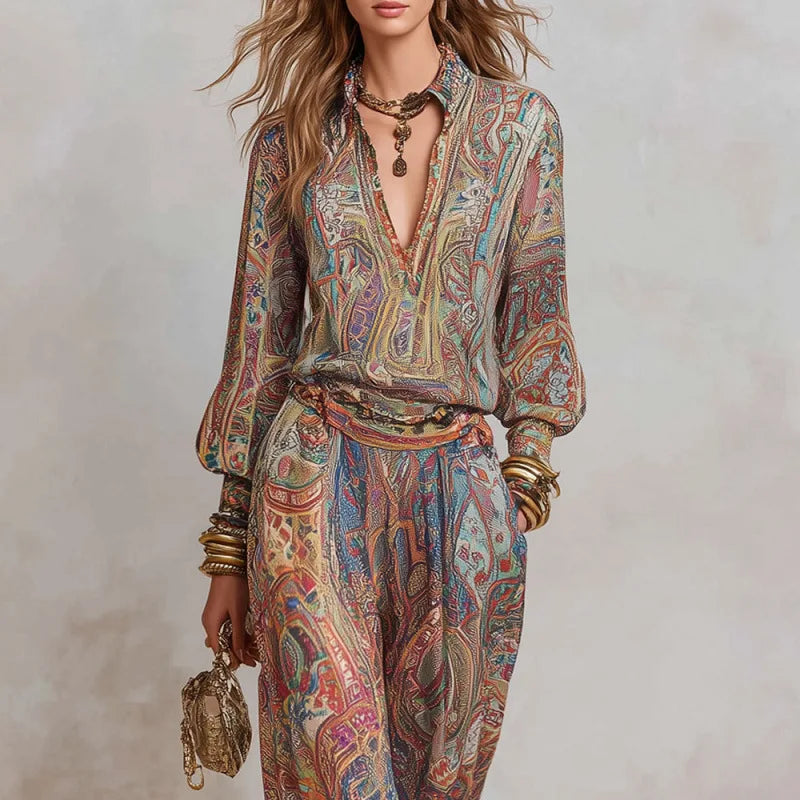 Paisley Print Boho Two-Piece Set