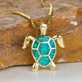 Collar Colgante Tortuga en Ópalo de Fuego Verde Vintage