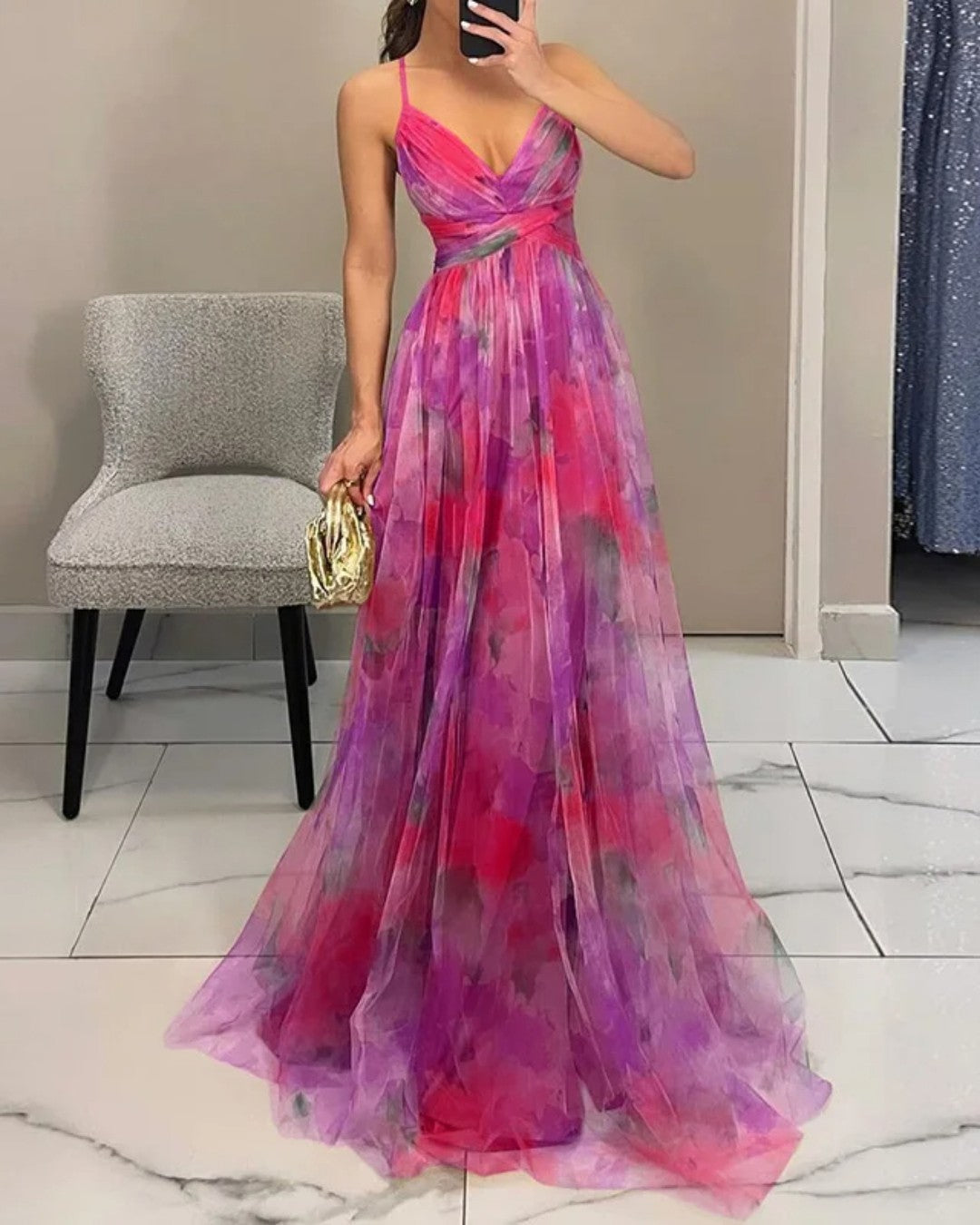 Giselle | Encantador Maxi-Vestido con Estampado Floral