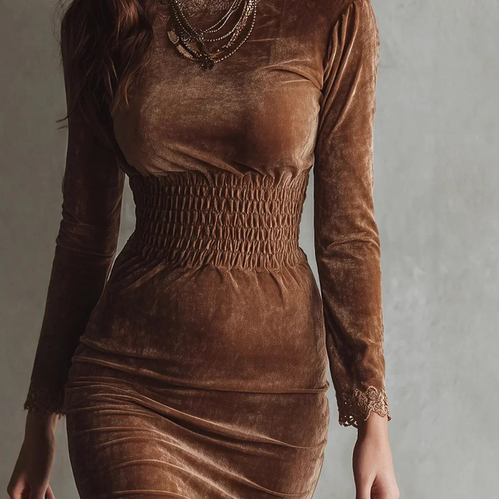 Calista | VESTIDO DE VELUR CON CINTURA ELÁSTICA